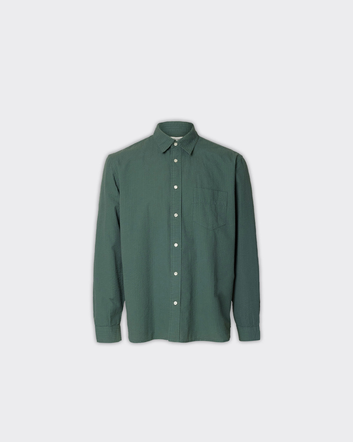 Camicia Reg Freddie Solid Seersucker Balsam Green