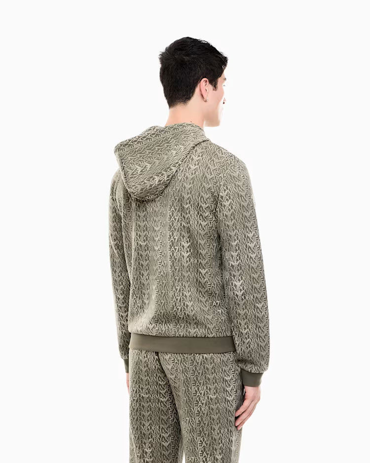 EA7 ARMANI Felpa Logo Series full zip con cappuccio in misto cotone 7M002206 AF12660 F7011 verde