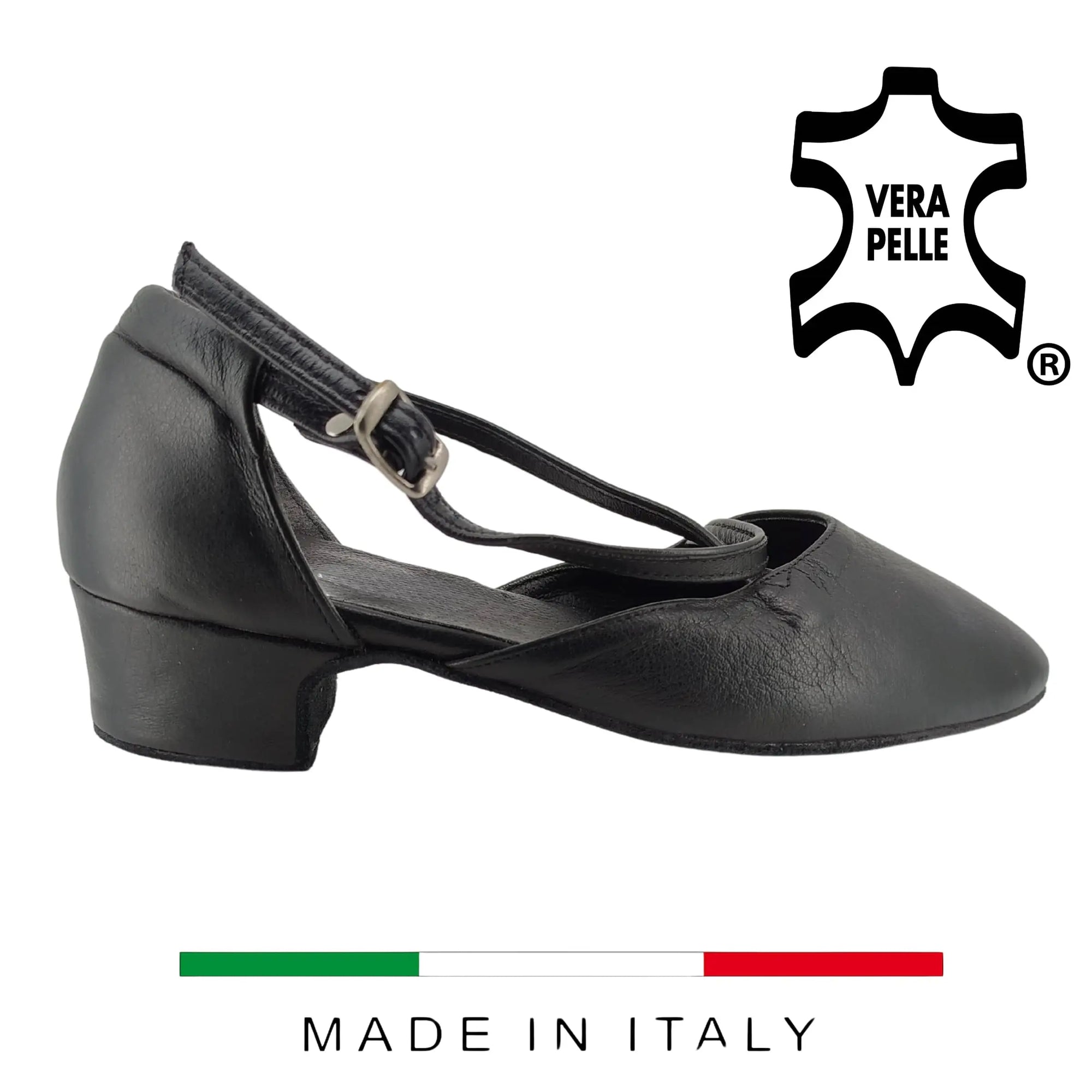 Scarpe da Ballo donna chiuse incrociato Cuccarini Vera Pelle da sala Danza Liscio Studio (tacco 30)