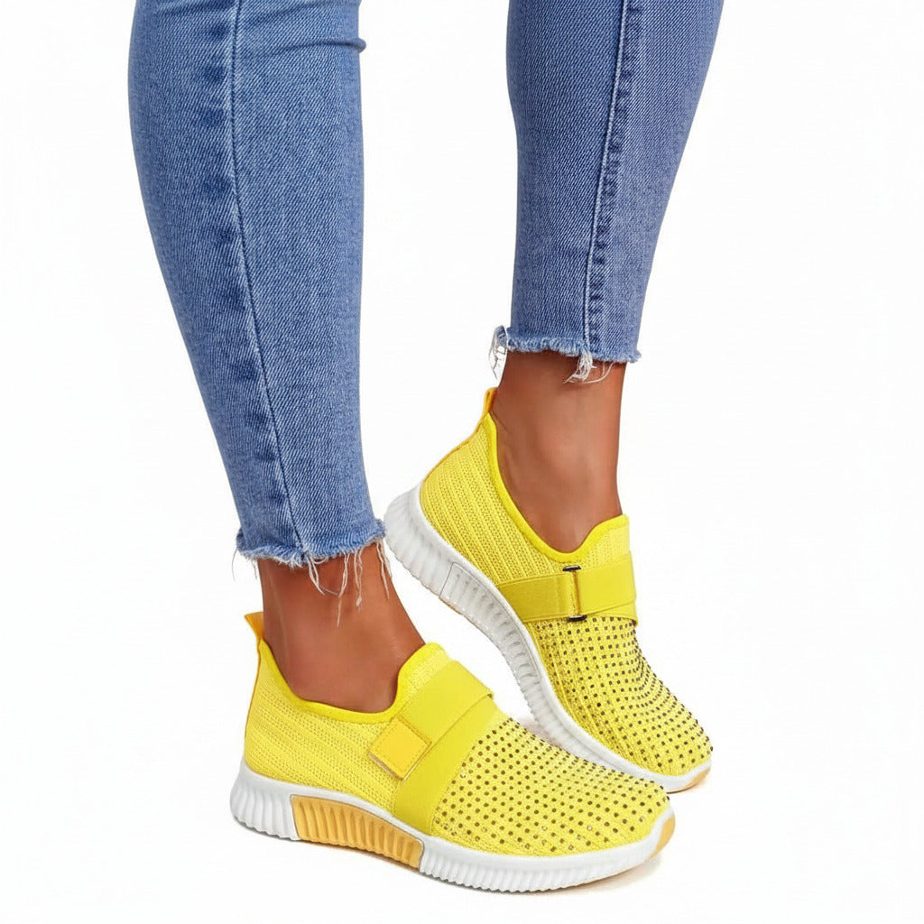 Sneakers Donna Slip-On con Strass – Scarpe Comode Glitter Antiscivolo