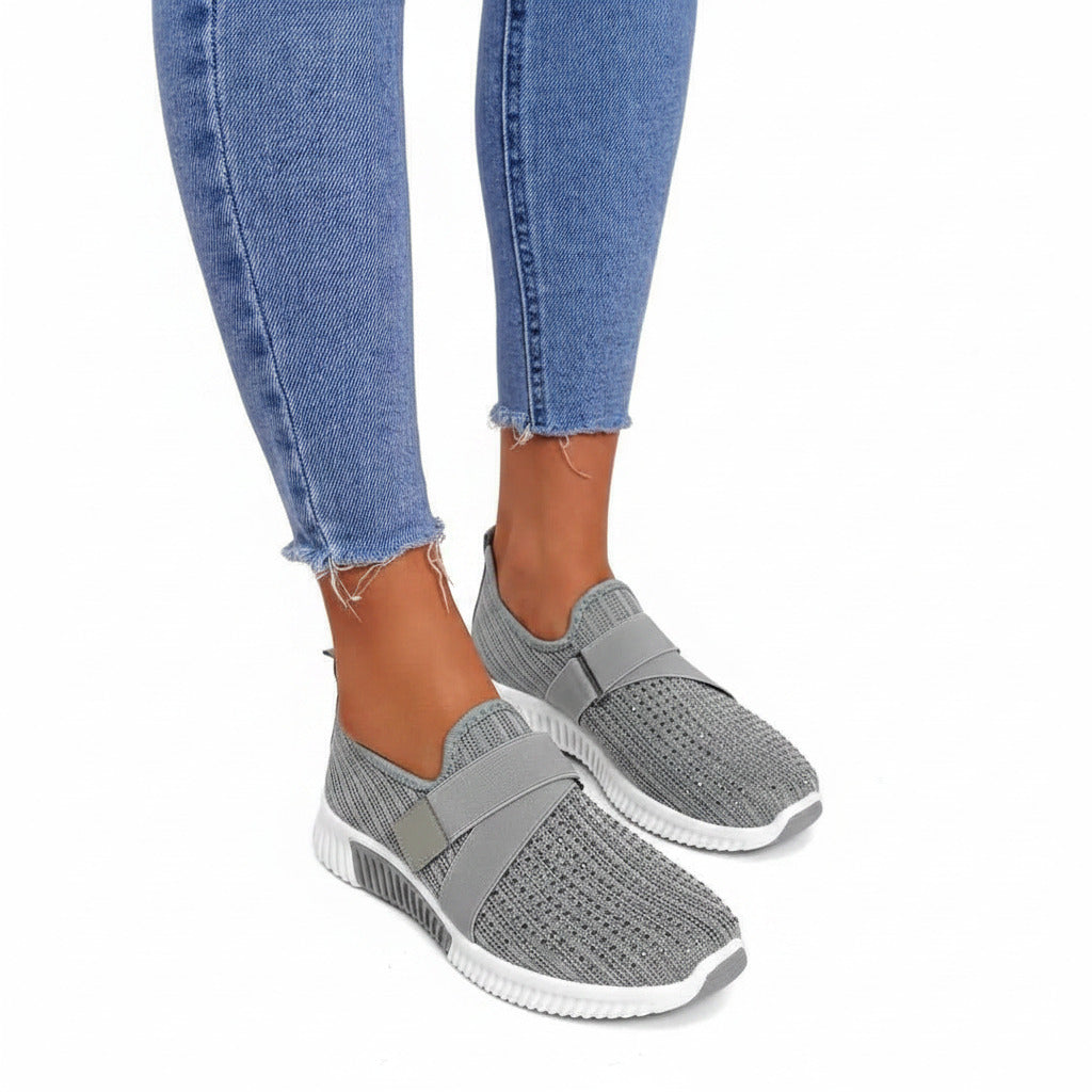 Sneakers Donna Slip-On con Strass – Scarpe Comode Glitter Antiscivolo
