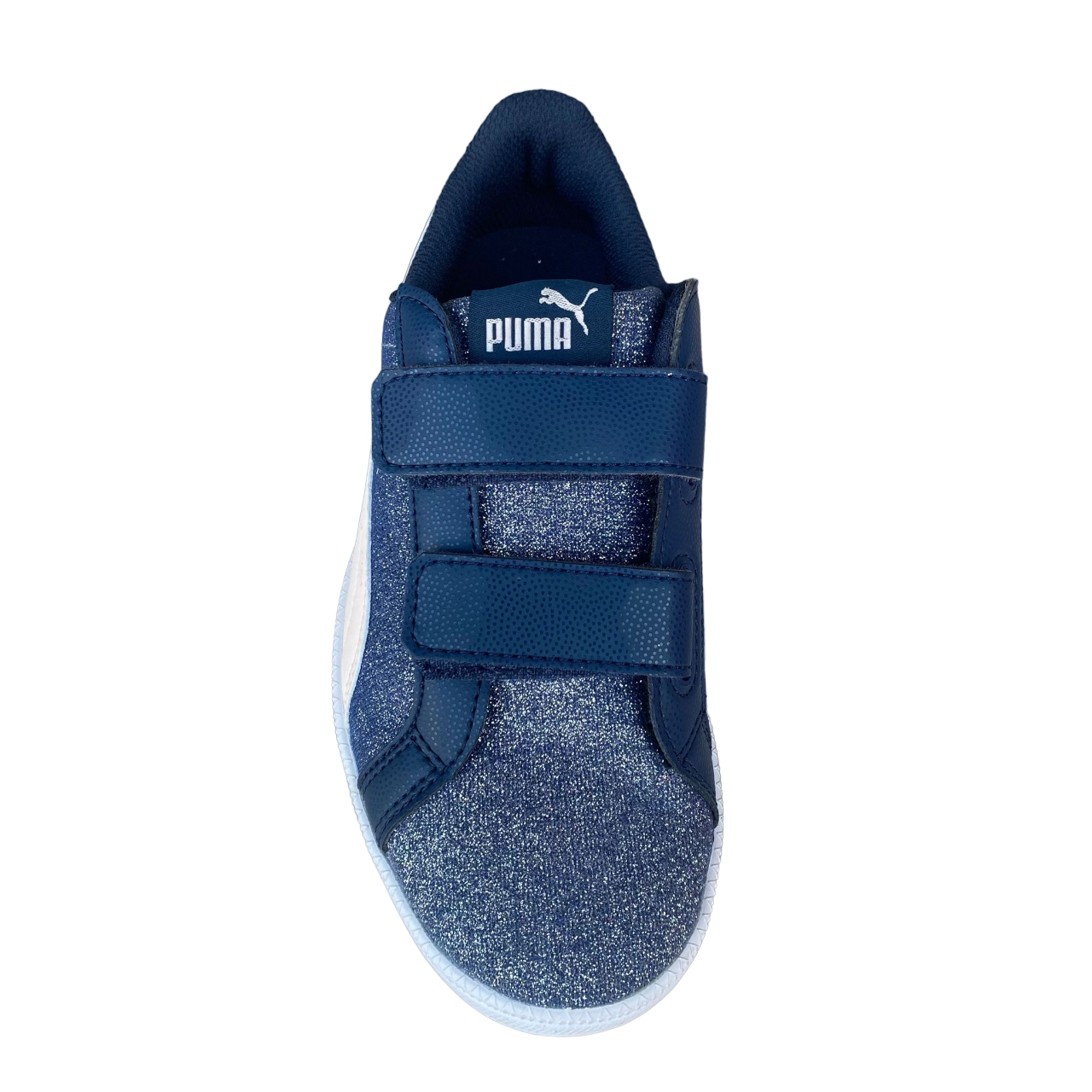 Puma girls' glitter Smash V PS 362956 04 blue rip-tape sneakers