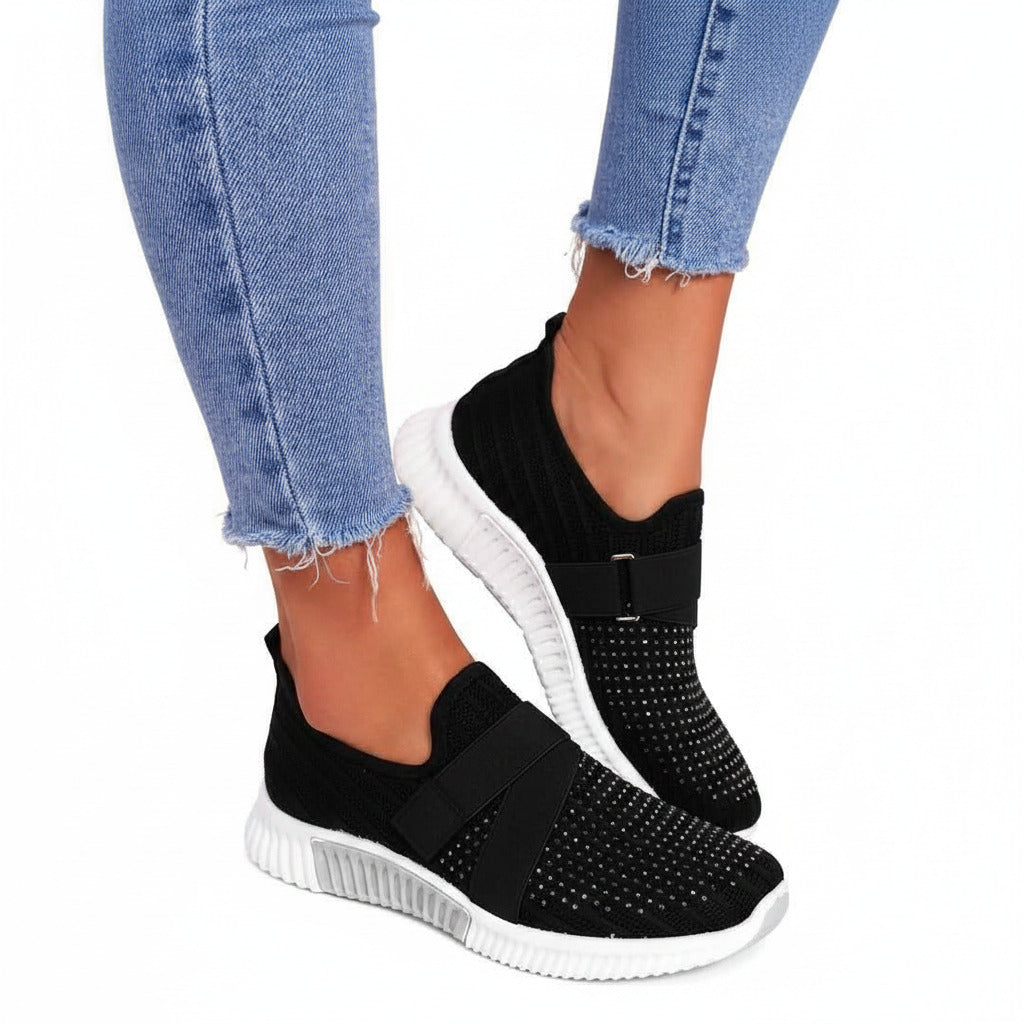 Sneakers Donna Slip-On con Strass – Scarpe Comode Glitter Antiscivolo