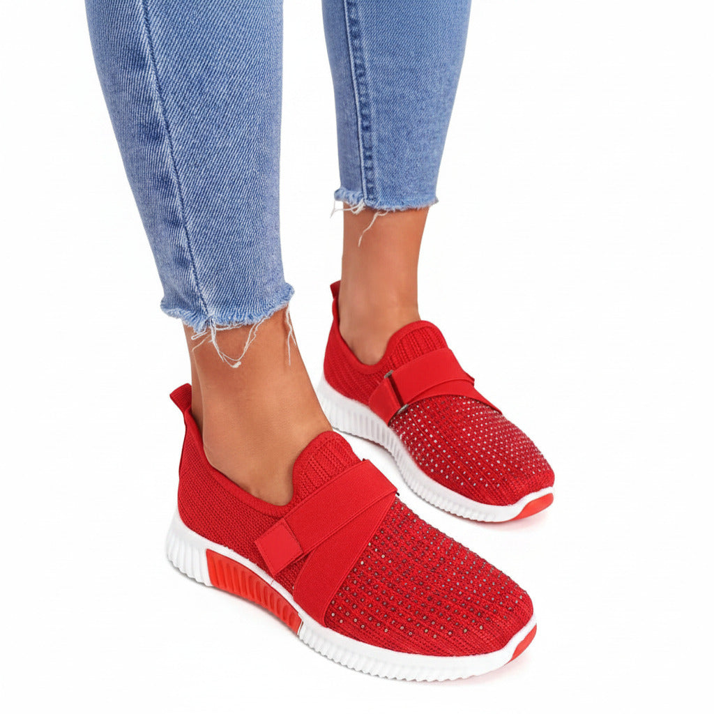 Sneakers Donna Slip-On con Strass – Scarpe Comode Glitter Antiscivolo