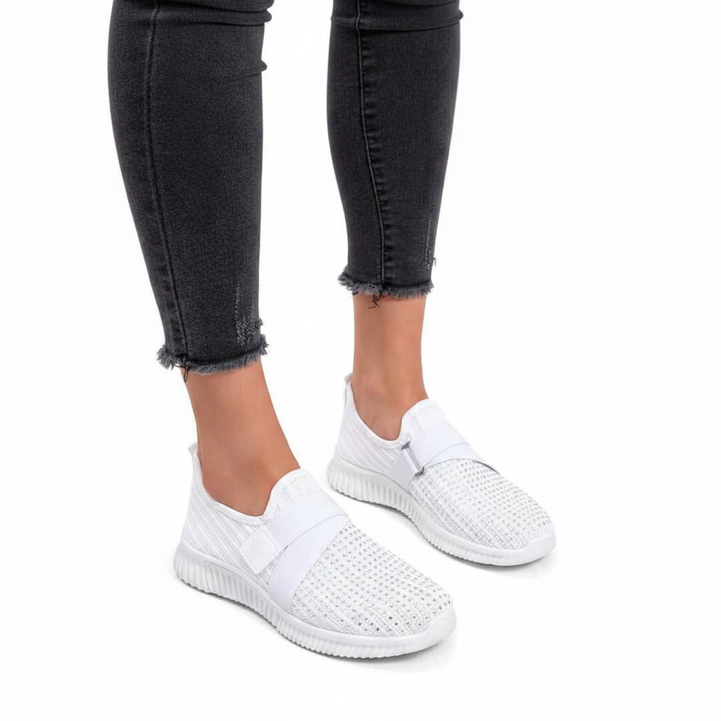 Sneakers Donna Slip-On con Strass – Scarpe Comode Glitter Antiscivolo