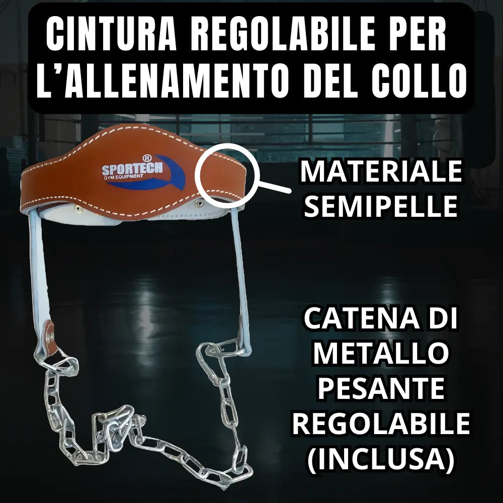 Cintura palestra allenamento collo imbracatura imbottita testa Head Harness catena metallo