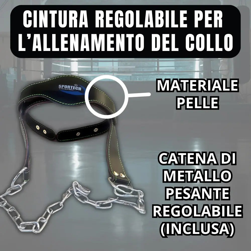Cintura palestra allenamento collo imbracatura imbottita testa Head Harness in pelle con catena