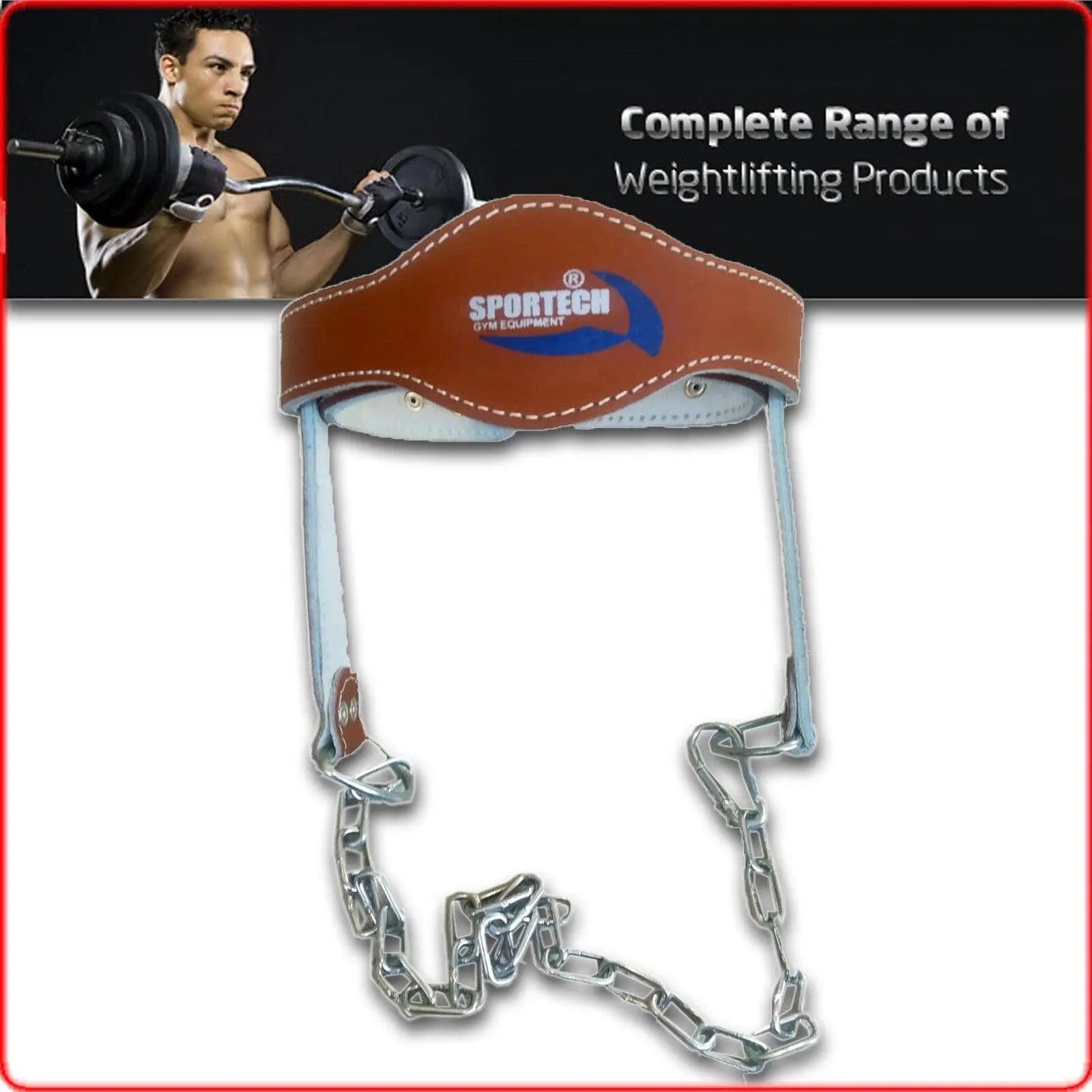 Cintura palestra allenamento collo imbracatura imbottita testa Head Harness catena metallo