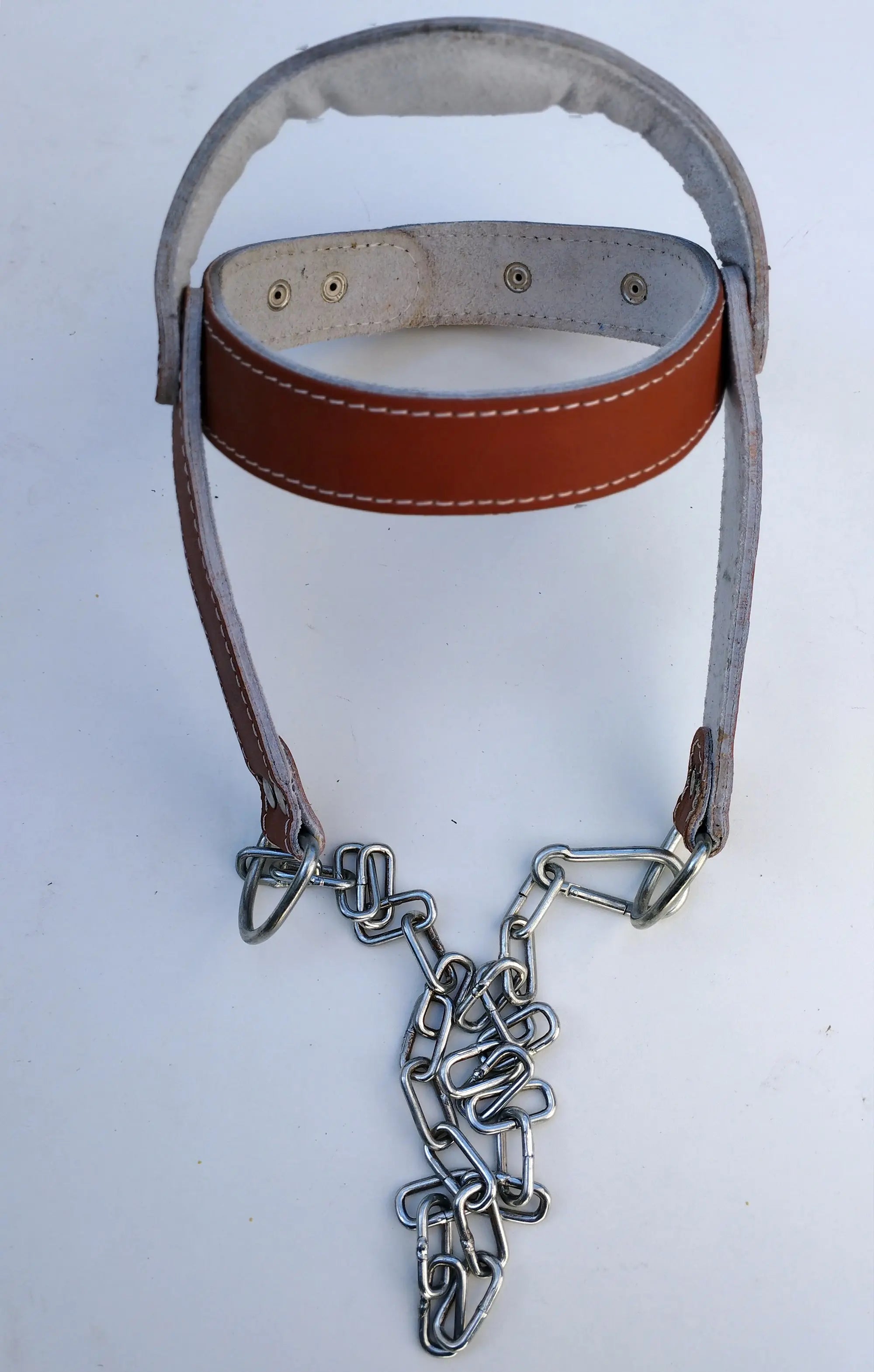 Cintura palestra allenamento collo imbracatura imbottita testa Head Harness catena metallo