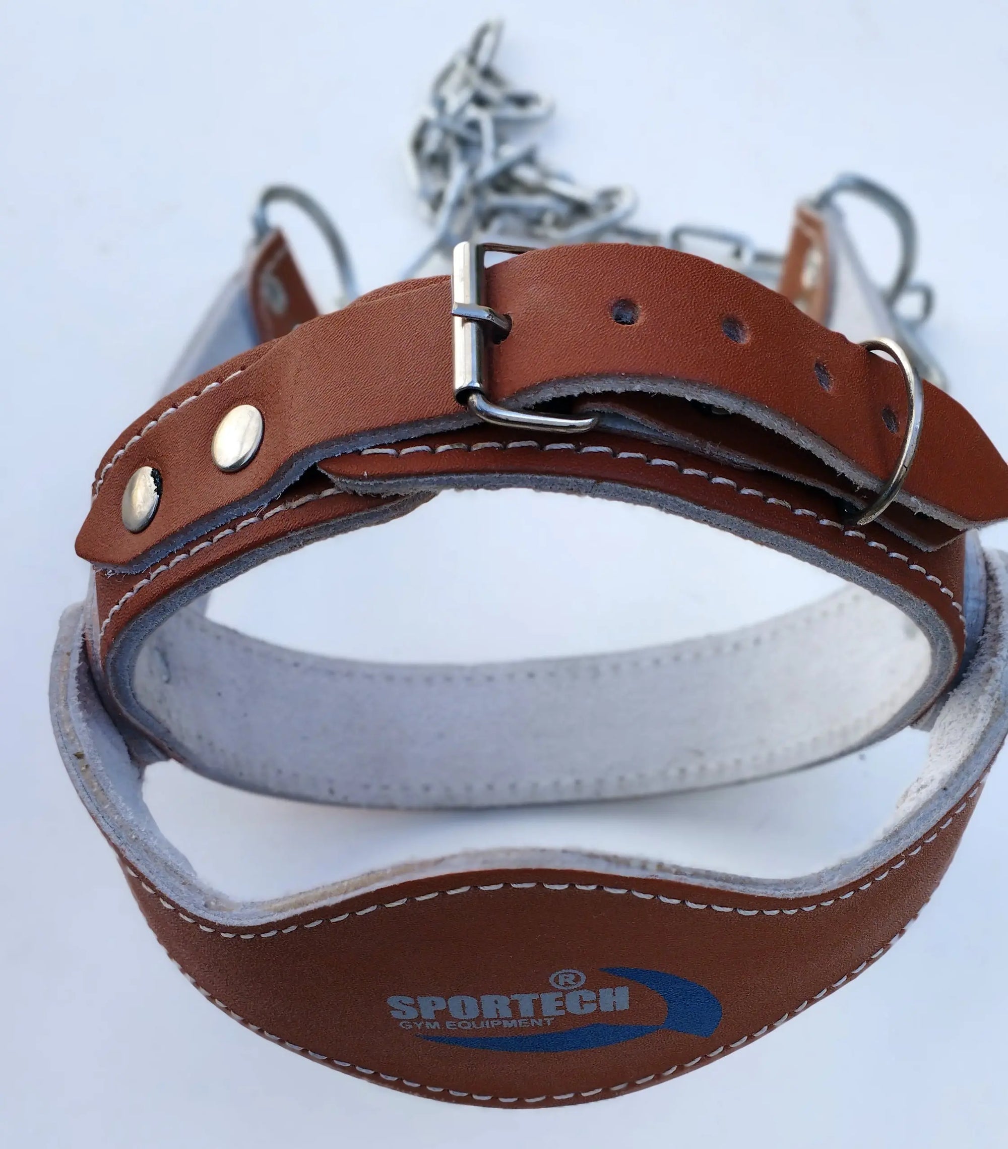 Cintura palestra allenamento collo imbracatura imbottita testa Head Harness catena metallo