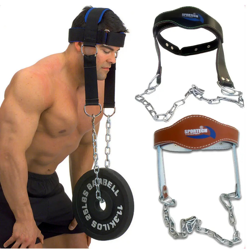 Cintura palestra allenamento collo imbracatura testa - Head Harness con catena metallo