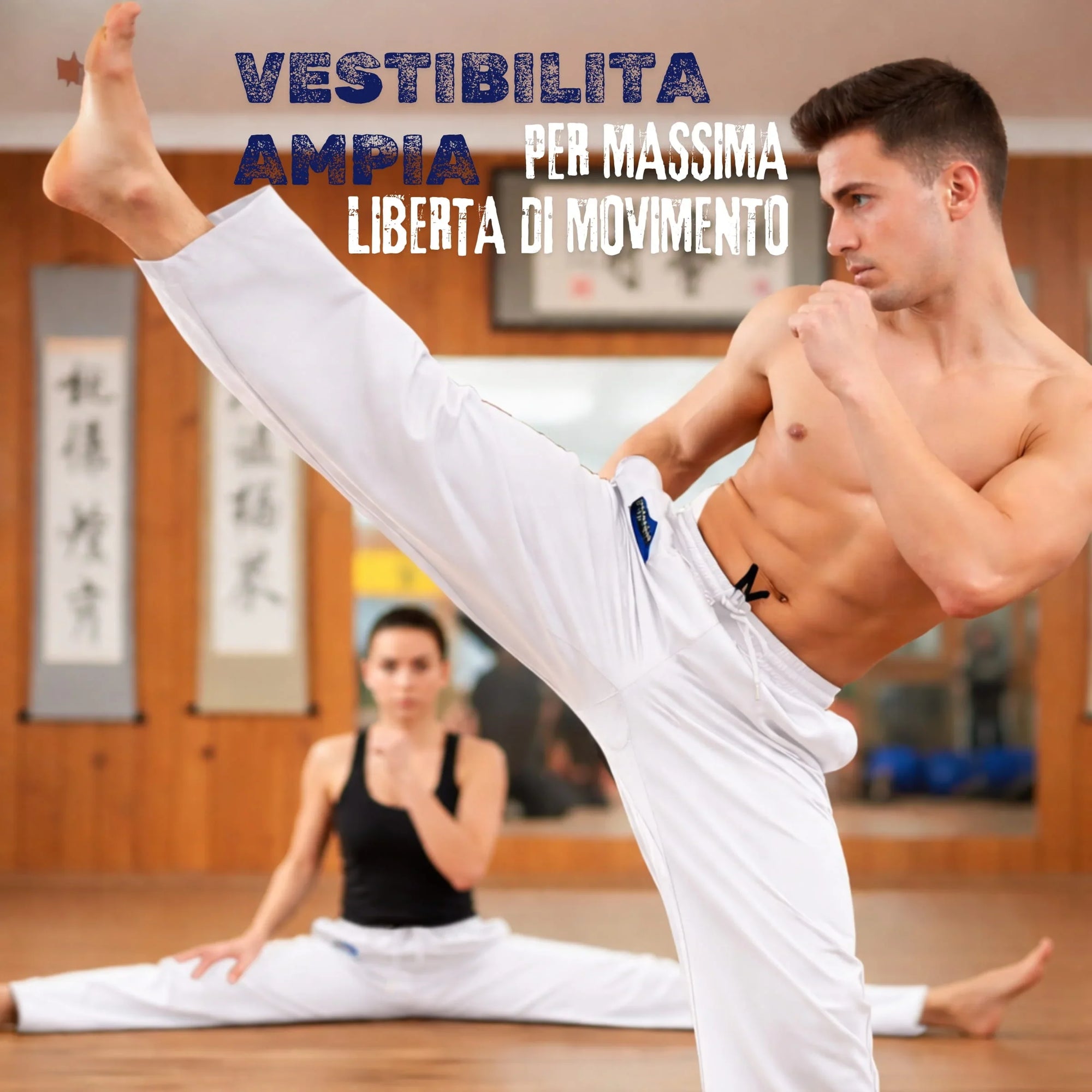 Pantaloni cotone Arti Marziali Karate KungFu Wushu JuJitsu Judo Tai Chi