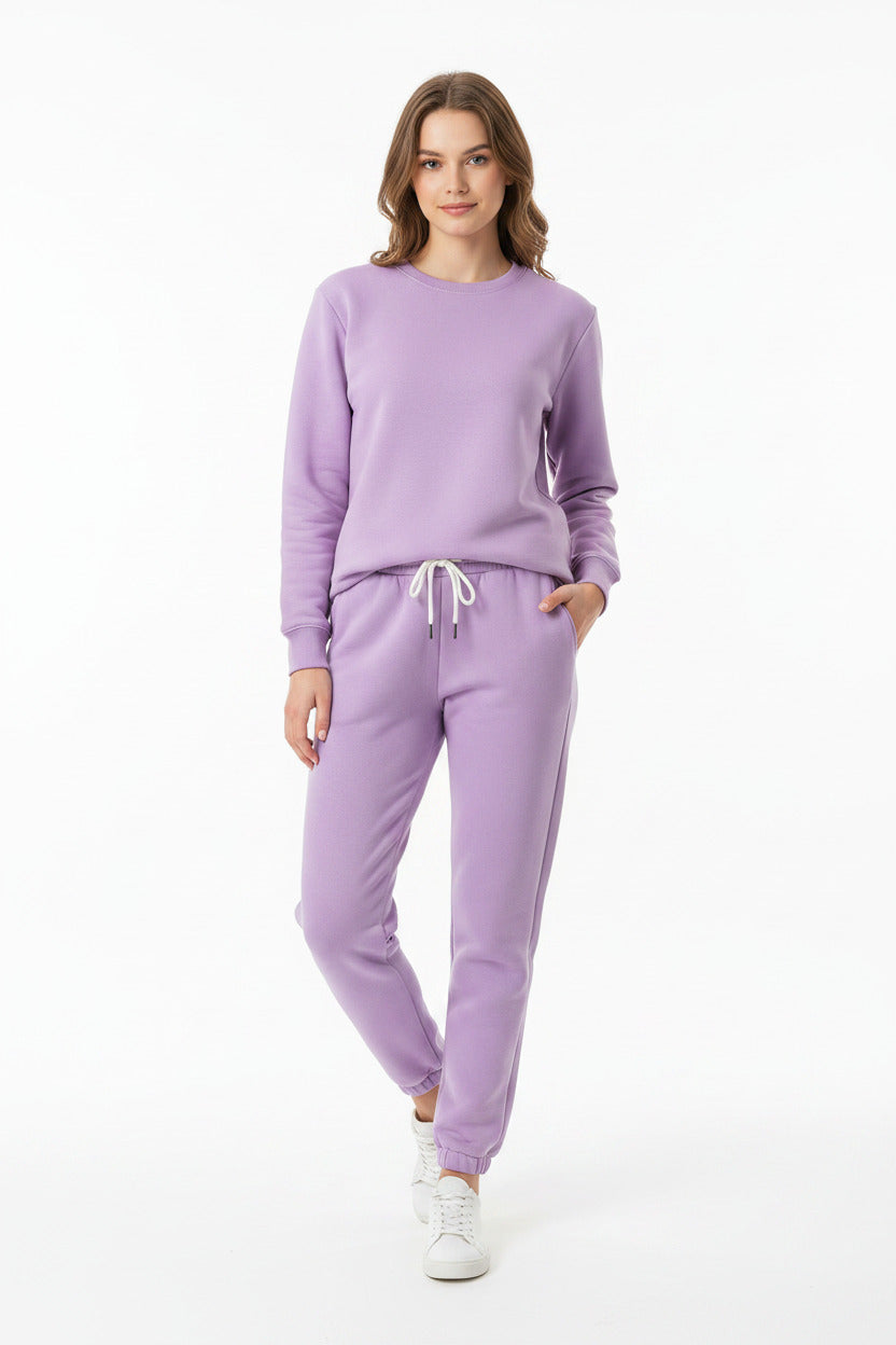 Tuta Donna in Pile Due Pezzi Felpa e Pantaloni Casual Autunno Inverno