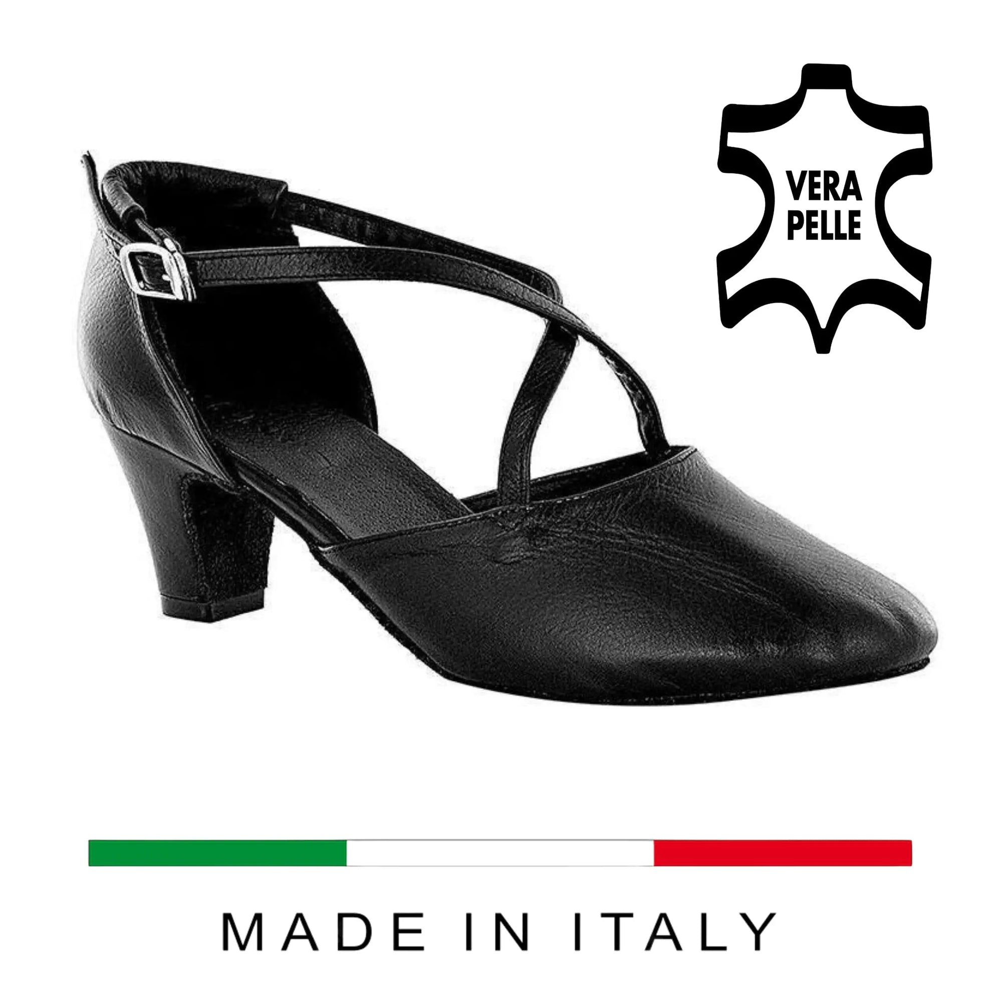 Scarpe da Ballo incrociato Cuccarini Vera Pelle da sala Danza Liscio