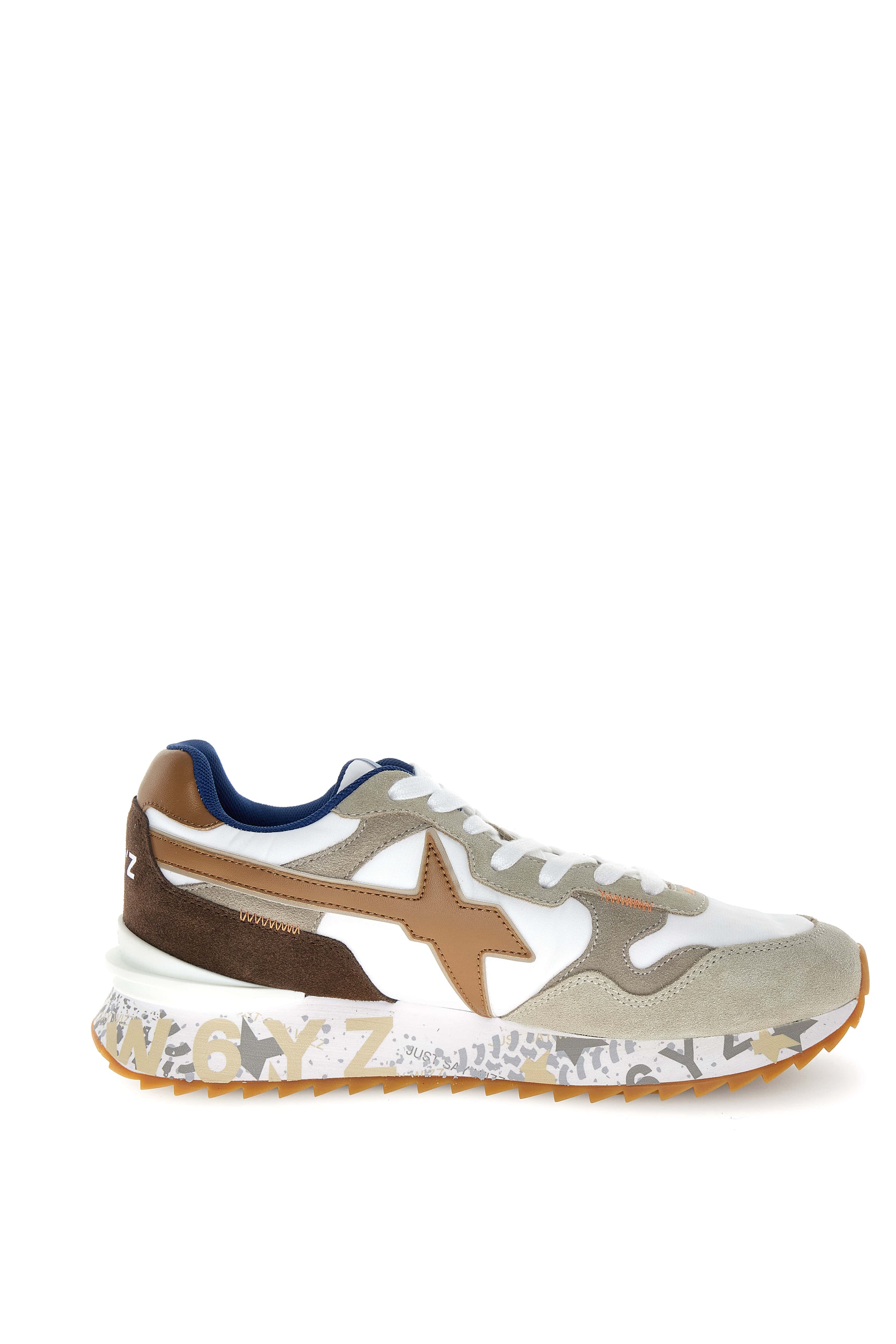 YAK-M. - Sneakers in tessuto tecnico e suede - Crema-Bianco-Nocciola