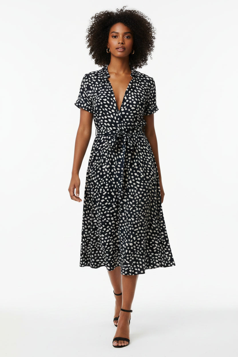 Vestito Lungo Donna a Pois con Maniche Corte | Abito Estivo Leggero