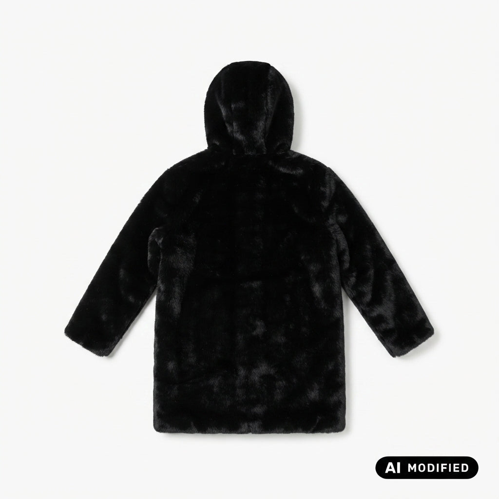 Censured Cappotto in ecopelliccia da donna con cappuccio CW1881TFRN5 90 nero