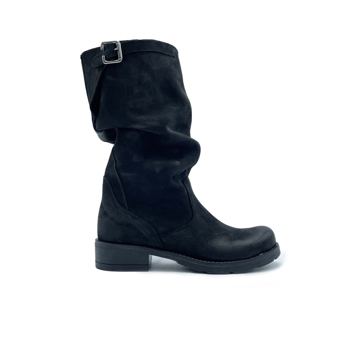 Stivale BIKER Donna in Nabuk Nero sfumato - Made in Italy