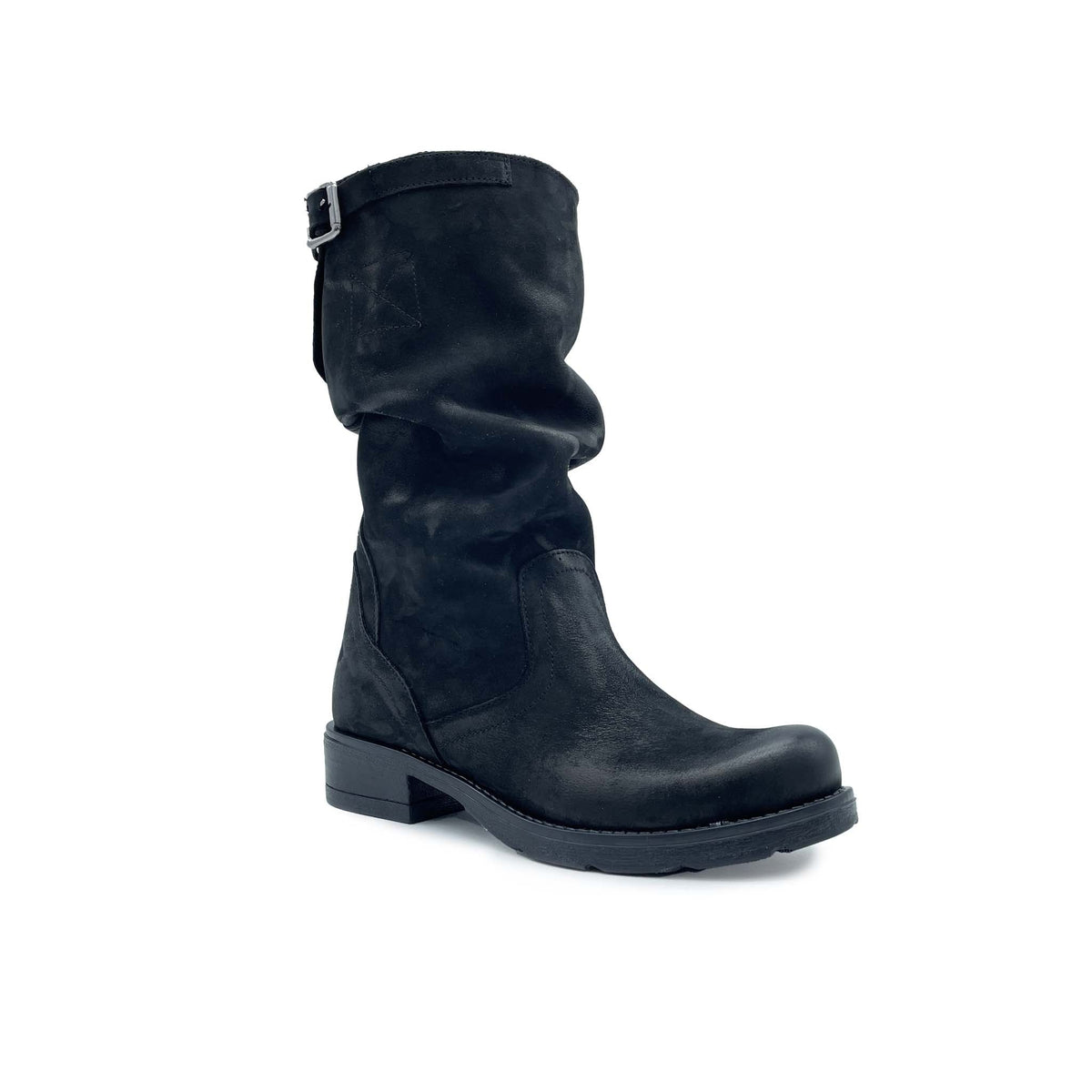 Stivale BIKER Donna in Nabuk Nero sfumato - Made in Italy