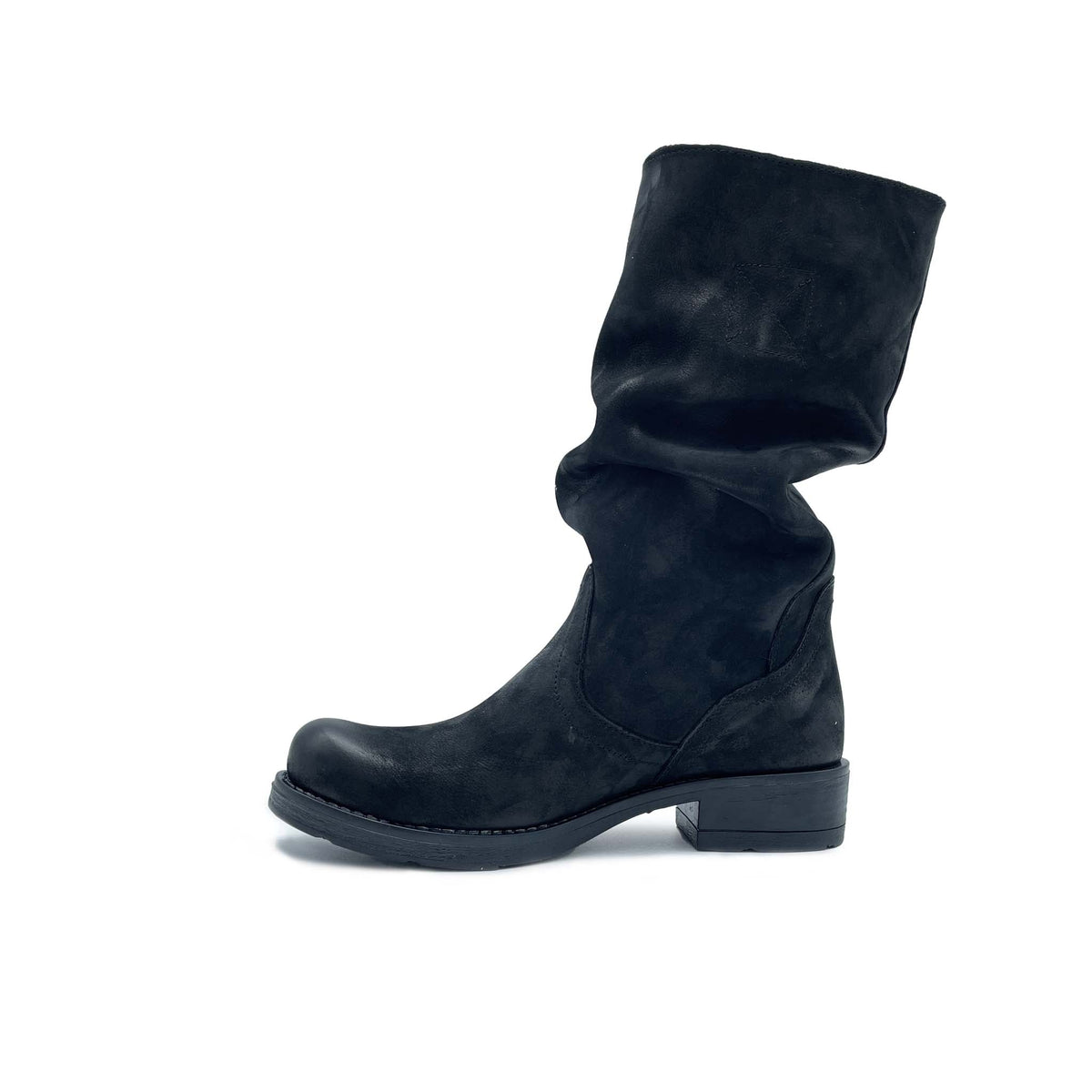 Stivale BIKER Donna in Nabuk Nero sfumato - Made in Italy